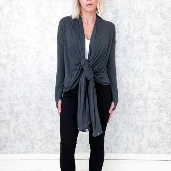 Caslon Off Duty Gray Long Convertible Cardigan - Picture 3 of 15